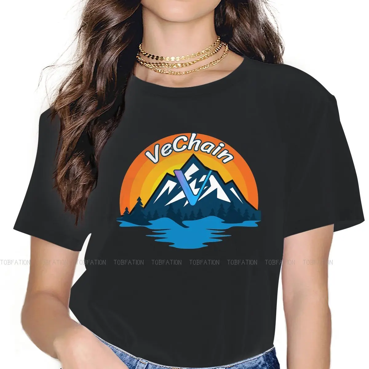 

Mountain Sunset Special TShirt for Girl Vechain VET Blockchain Crypto Cryptocurrency New Design 5XL T Shirt Stuff Hot Sale