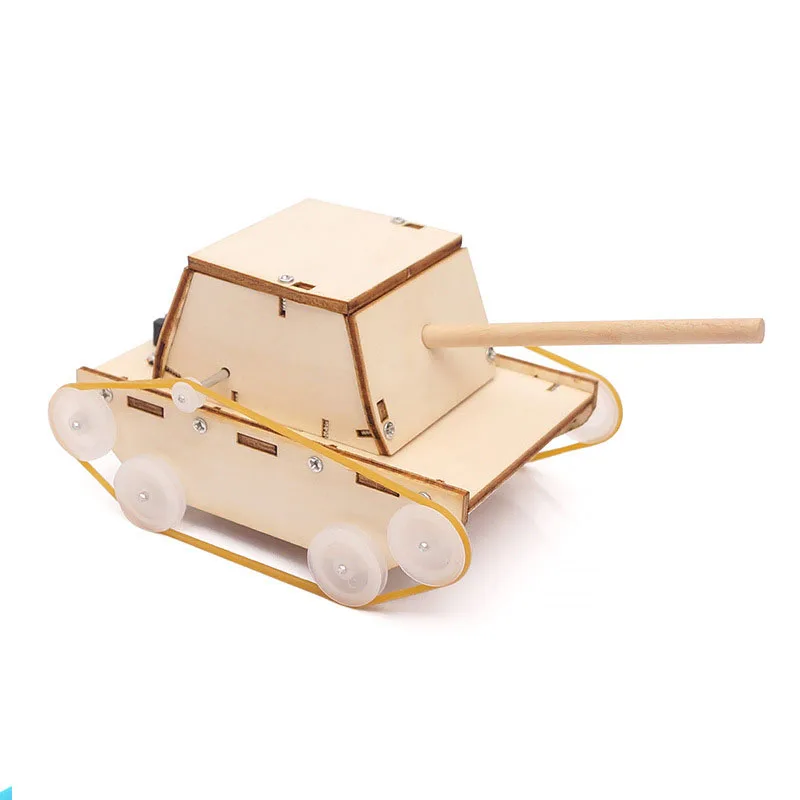 DIY Wood Hand Made Chinldren Educational Toy Vehicle Battery Electronic Tanker Assemble Truck Panzer Toys Baby Boys Study gift