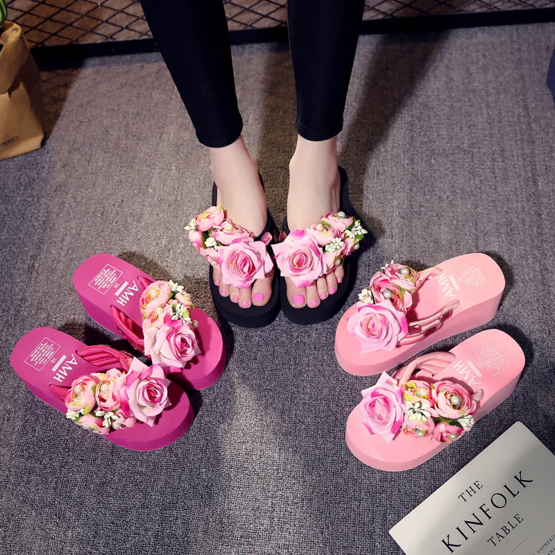 Шлепанцы женские ручной работы сандалии на высоком каблуке пляжные шлепанцы с