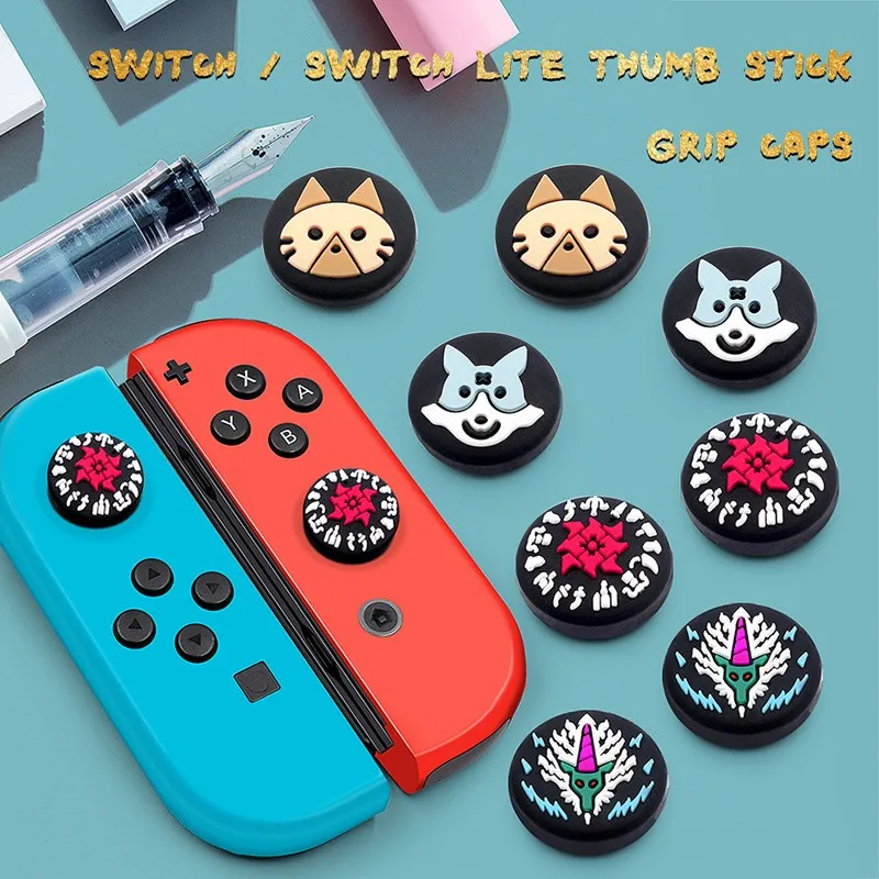 

4pcs Silicone Handle Rocker Caps Monster Hunter Style Gamepad Thumbstick Cap Game Console Controller Rocker Case For Switch/Lite