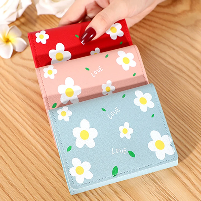 

1pcs Women Cute Flower Wallet Small Hasp Girl Wallet Brand Designed PU Leather Women Coin Purse Female Card Holder Wallet