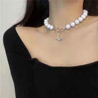 fashion sweet unique design beads stitching necklace cross pendant clavicle chain party jewelry