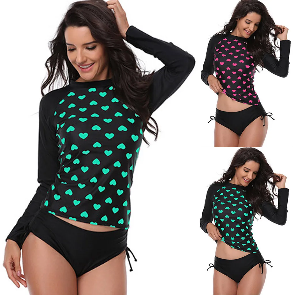 2019 Новый женский солнцезащитный Лонгслив Танкини с принтом Пляжная полосатая