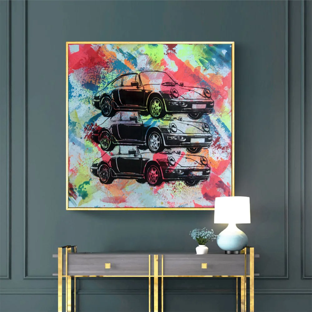 Акварель граффити роскошный спортивный автомобиль абстрактные картины Wall Art