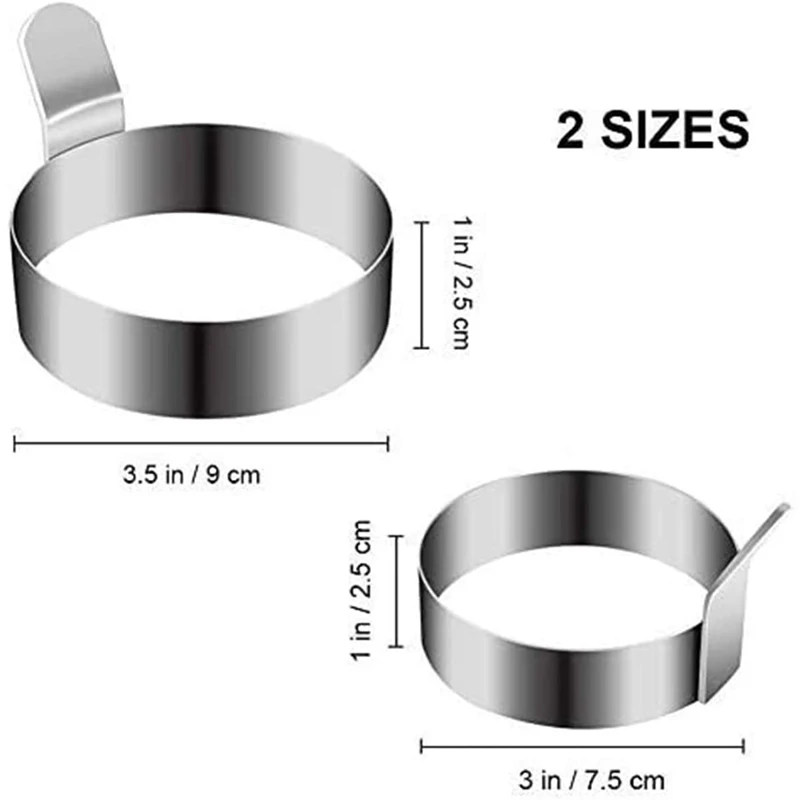 

Round Egg Rings with Handle,Cooking Rings Egg Pancake Shaper Fried Egg Rings for Egg Omelet Biscuits,Egg Cooker Rings