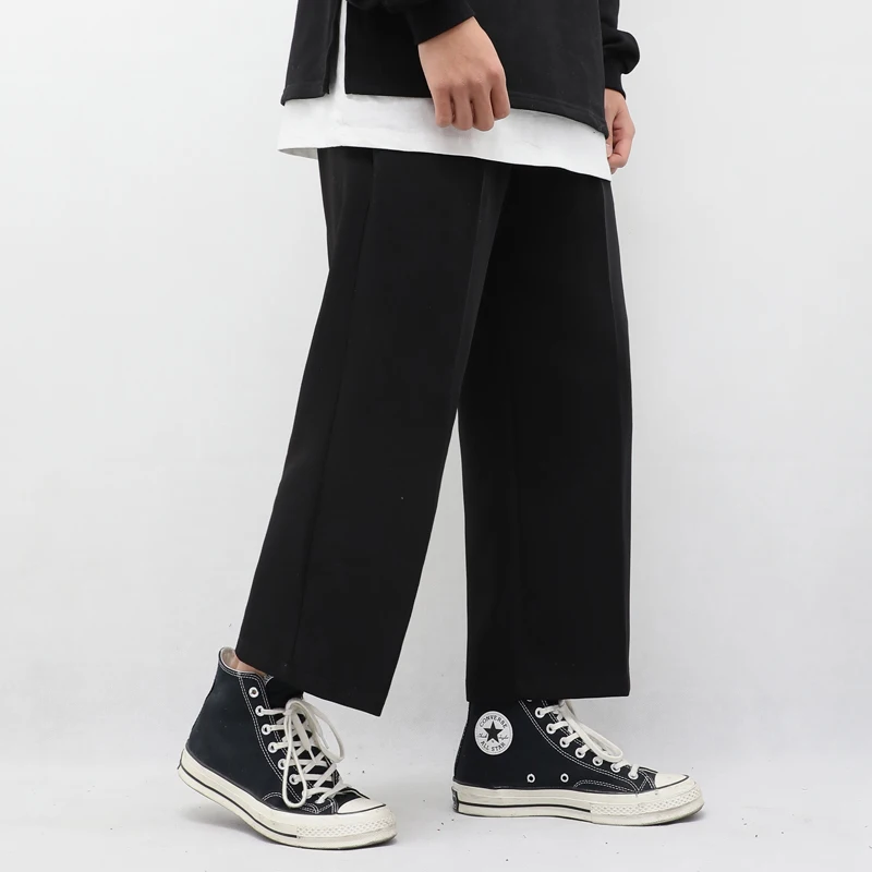 Брюки мужские демисезонные с широкими штанинами Модные свободные прямые штаны