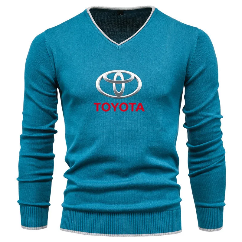 

2021 Autumn and winter men's trendy brand TOYOTA CAR logo round neck pullover fashion slim printed bottoming shirt tops men