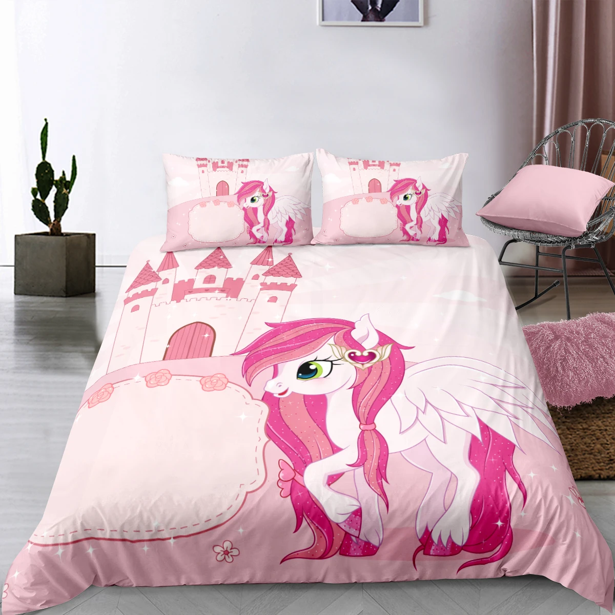 Покрывало 3D мультфильм постельное белье с изображением единорога милый комплект