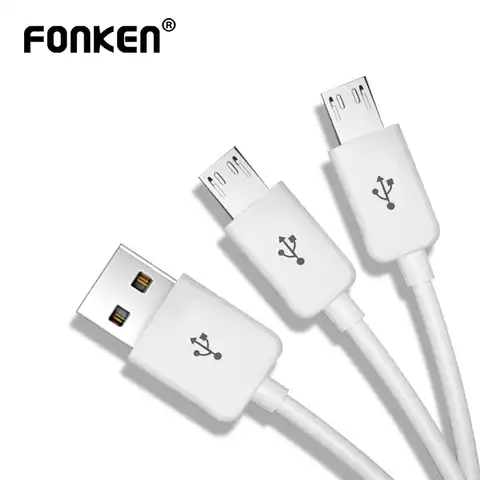 Кабель микро-USB FONKEN 2 в 1, зарядный кабель с двумя USB-портами для смартфонов OPPO VIVO, Android, зарядный шнур, аксессуары для сотовых телефонов