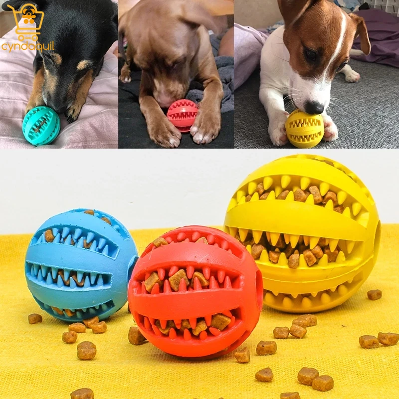

Dogs Ball Toys Game Dog Chewing Toy Interactive Elasticity Ball Natural Rubber Leaking Tooth Clean Cat Dogs Chew Accessories