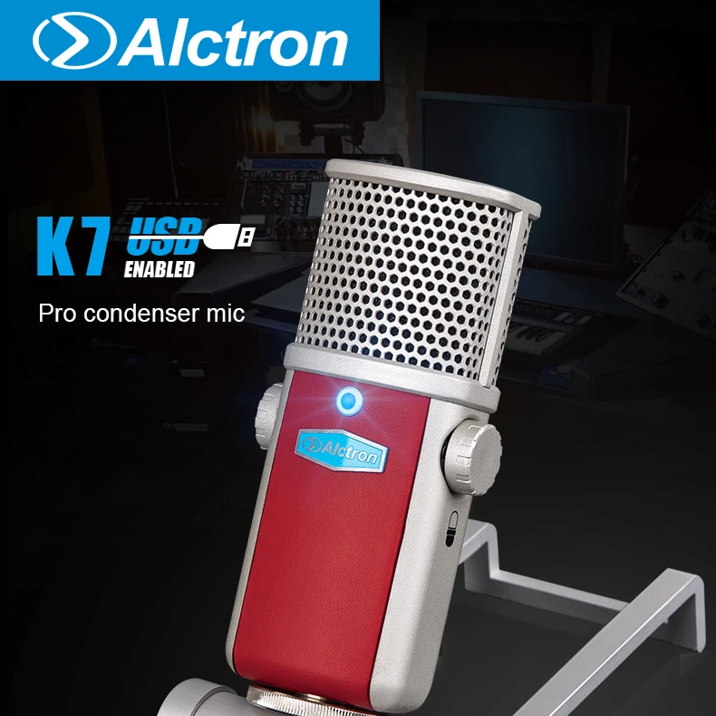 Alctron K7 USB Студийный конденсаторный микрофон регулируемый угол для подкачки, домашней студийной записи, записи поля и voicever