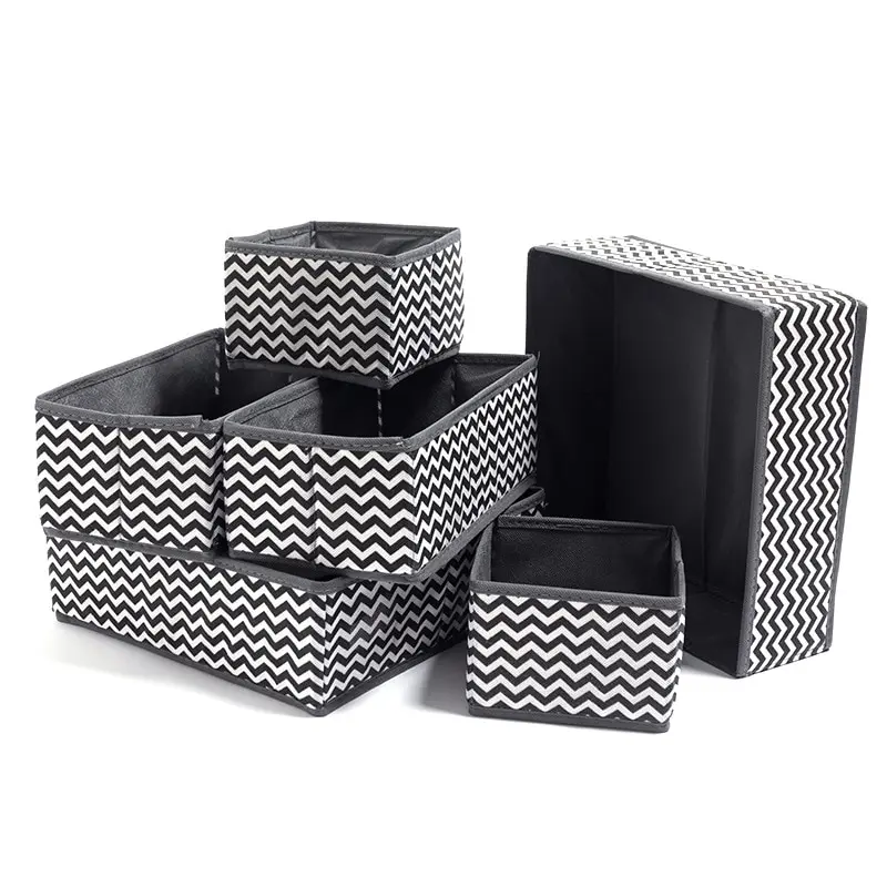 

Folding Storage Box Home Bra Socks Holder Nonwoven Clothes Toys Books Storage Box Wardrobe Closet Multi-functional Organizer 6PC