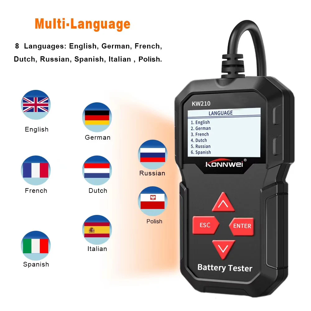 12 В автомобильный тестер аккумулятора автомобиля цифровой многоязычный