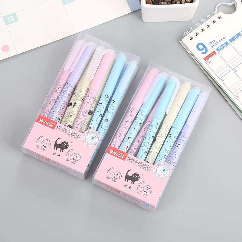 4 шт./партия кошка практичная стираемая гелевая ручка подпись Escolar Papelaria школьные