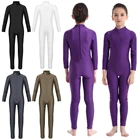 Обувь для девочек из спандекса, с длинными рукавами и воротником-стойкой балетное трико для гимнастики балета для детей детские танцевальные костюмы для танцев комбинезоны