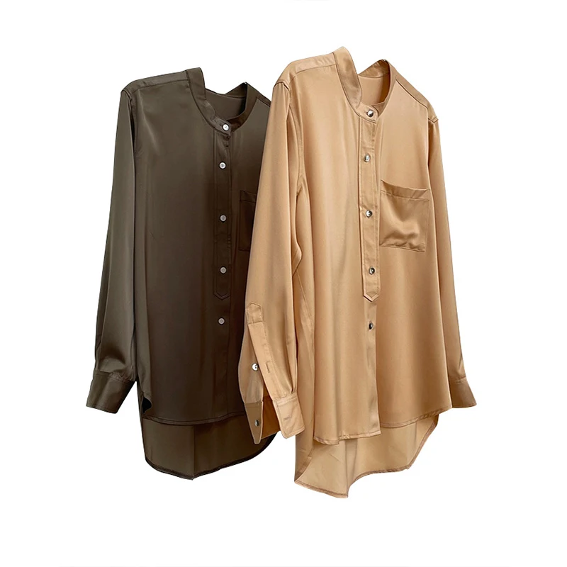 

XITAO Single Breast Blouse Fashion New Women Pocket Full Sleeve 2021 Summer Small Fresh Casual Style Loose Shirt Top WLD6407