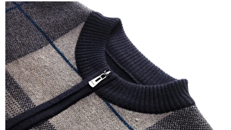 

#1396 Knitted Mens Pullover Sweaters Plaid Casual Basic Pullover Homme O Neck Slim Knitwear Man O Neck Zipper Middle Aged Dad