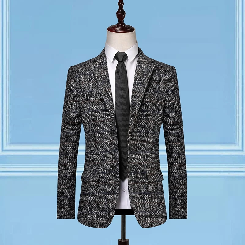 

Fashion 2020 British Stylish Male Blazer Suit Jacket Business Casual One Button Regular Blazer For Men