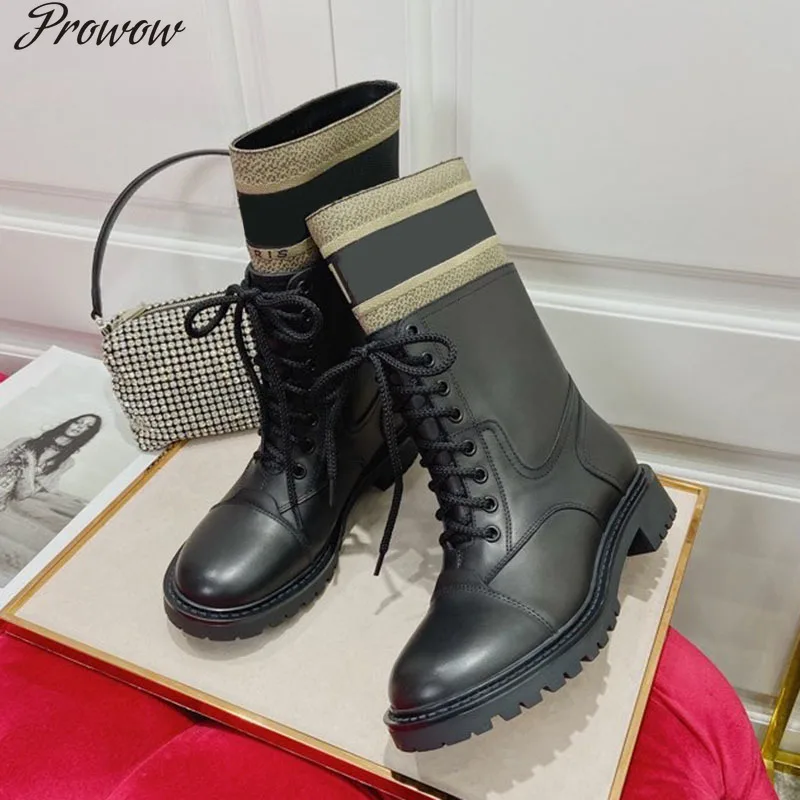 

Женские сапоги до середины икры Prowow, брендовые Дизайнерские Сапоги с круглым носком, Сапоги выше колена, Осень-зима 2020
