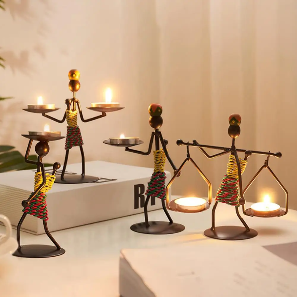 

Nordic Candlestick Abstract Iron Men Candle Holder Home Bar Restaurant Decor Christmas Kitchen Gold Candle Stick Holder