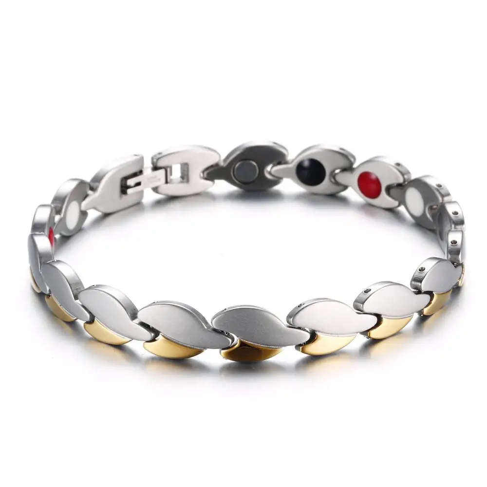 

European and American hot selling stainless steel leaf energy Bracelet fashionable health care anion heart quantum hand ornament