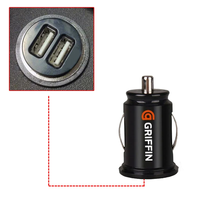 griffin twin usb car charger cigarette lighter adapter charger power adapter for gps for all smart phones for iphone for xiaomi free global shipping