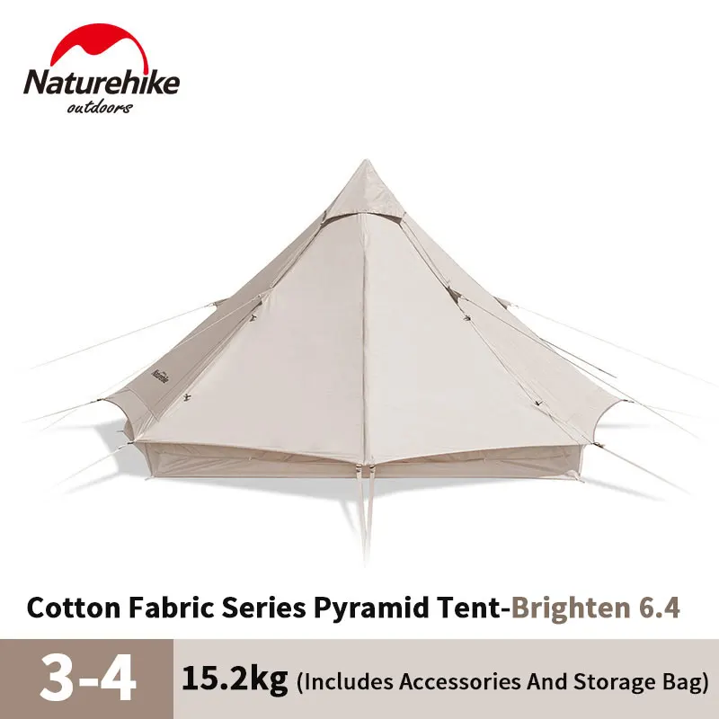 Naturehike Brighten 6 4 хлопок Пирамида палатка смешивание 3 человек дышащий 1000 мм