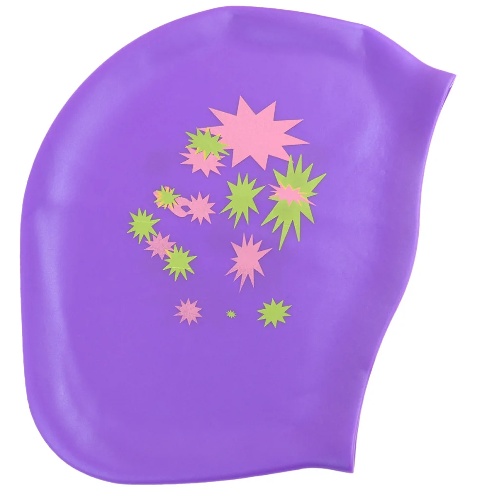 

Star Pattern Swimming Cap Silicone Waterproof Swim Pool Hat Long Hair Ear Protection Swim Caps for Female )