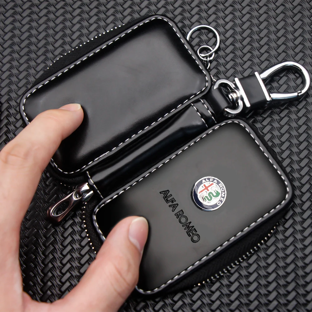Кожаный кошелек для автомобильных ключей органайзер на молнии модный мужской