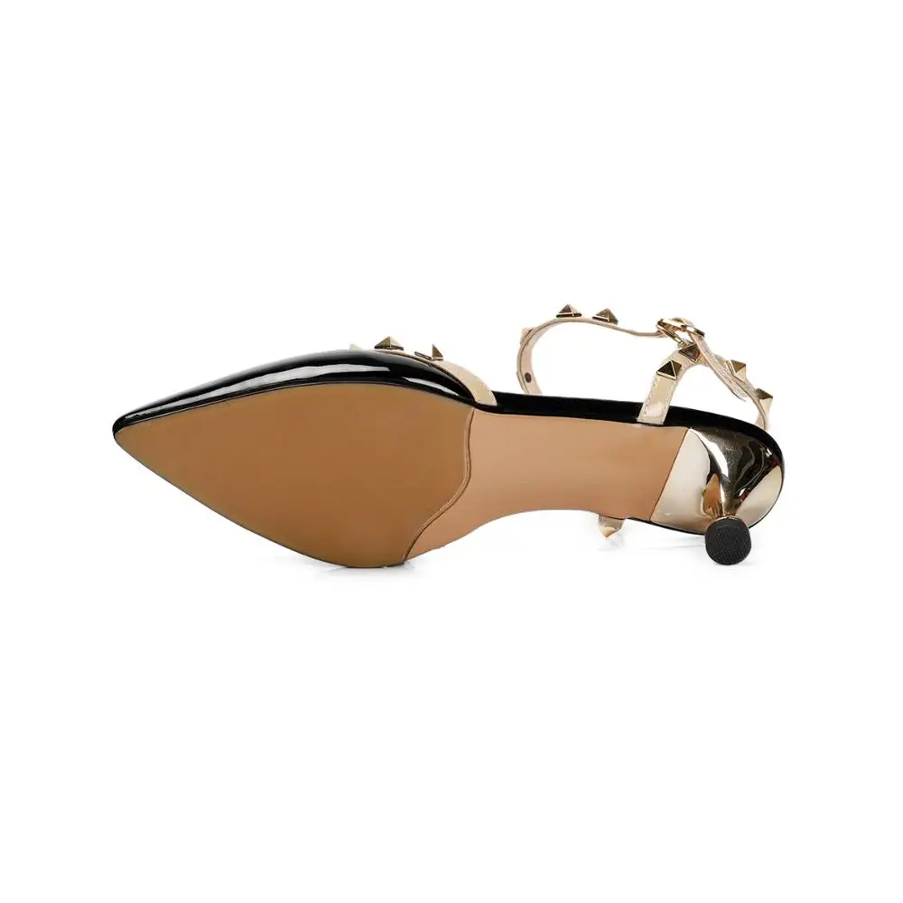 Ladies Sandals Big Size Metal Rivets Stiletto High Heels Pointed Toe Ankle Strap Sweet Party Shoes Women Black Vintage 34-44 | Обувь