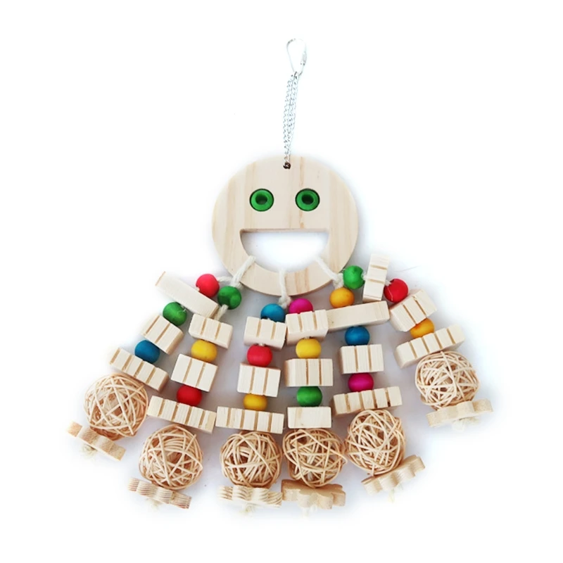

Bird Chew Toys Wooden Blocks Swing Parrot Pecking Toy to Relieve Boredom