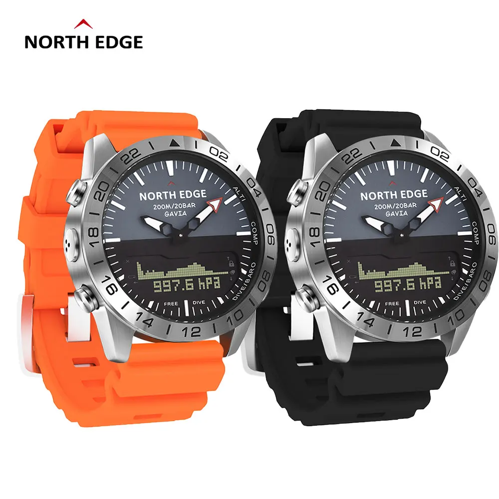 Original North Edge GAVIA 2 Smart Watch Men's Watches Waterproof 200m Altimeter Compass Dive Quartz Business Sport Digital |