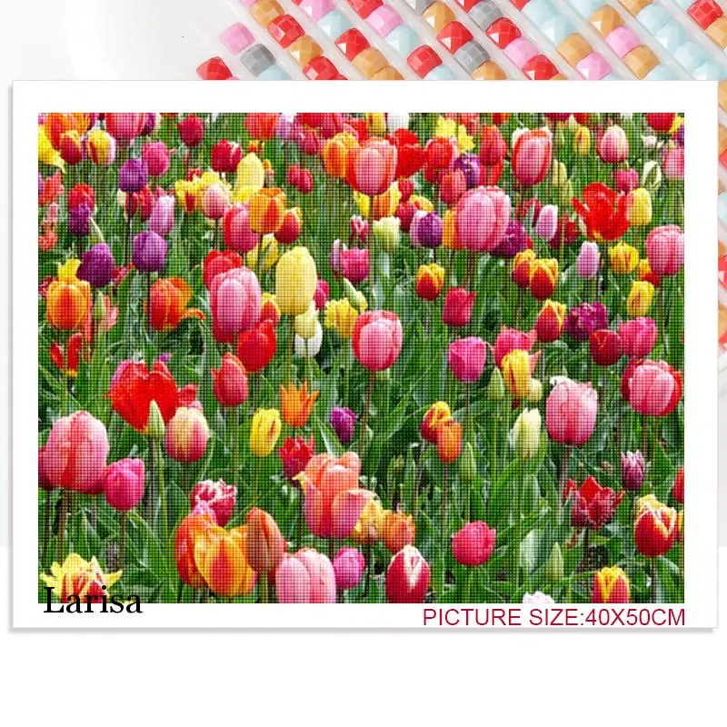 

5D Diy Diamond Painting Flowers Full Square Round Diamond Embroidery Cross Stitch Tulip Rose Wall Art Home Decor Handmade