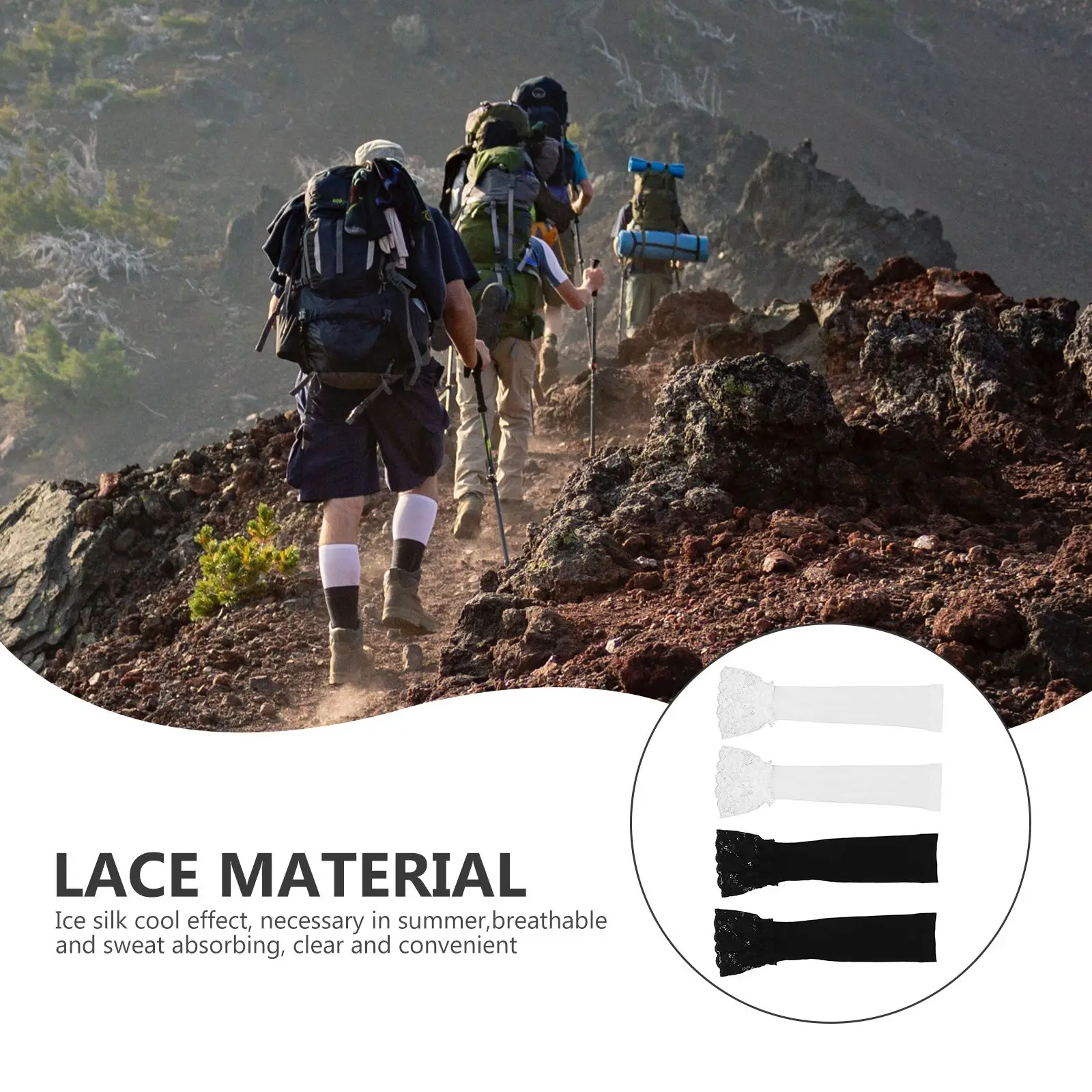 

2 Pairs Cooling Sun Protection Cycling Sunblock Arm Cover Arm Sleeve Lace Gloves Cooling Sleeve for Lady