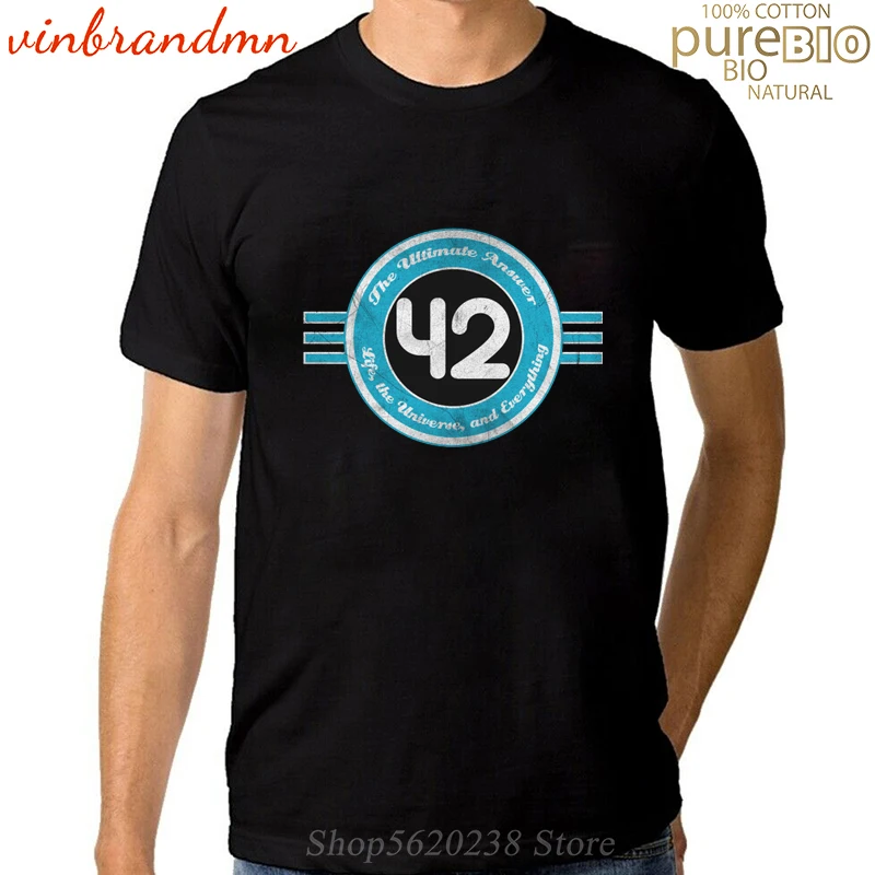 Футболка мужская Ретро с надписью ответ на все 42|Мужские футболки| |