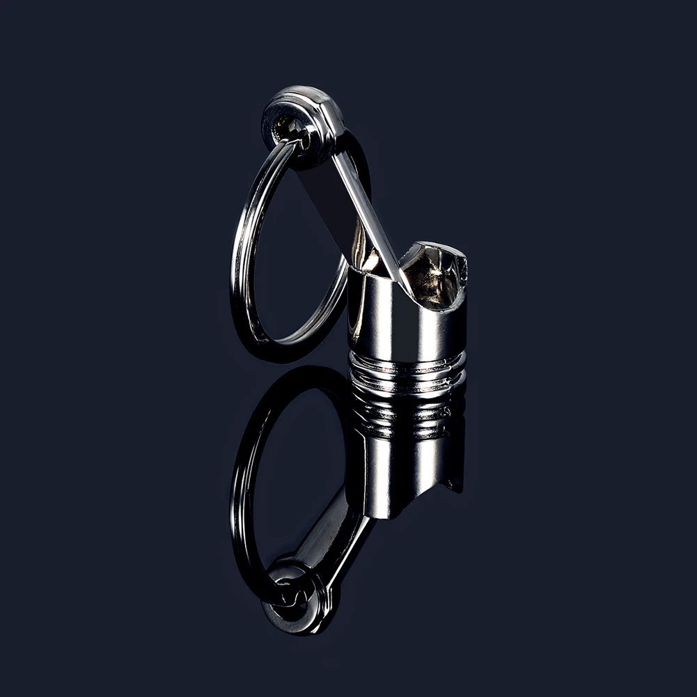 

Fancy Metal Piston Car Styling Creative Polished Silver Engine Piston Keychain Key Chain Ring Keyring Keyfob Automotive interior