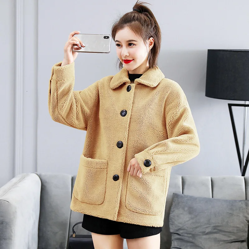 Year Winter Lapel Concise Comfortable Leisure Time Joker Directly Canister Pocket Grace Charm Loose Coat | Женская одежда