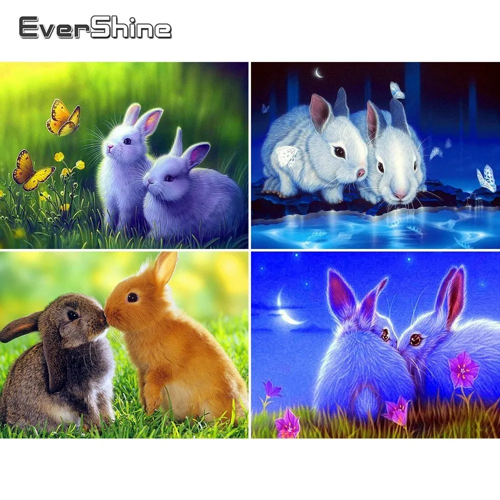 Алмазная вышивка сделай сам Evershine картина с квадратными кроликами крестиком