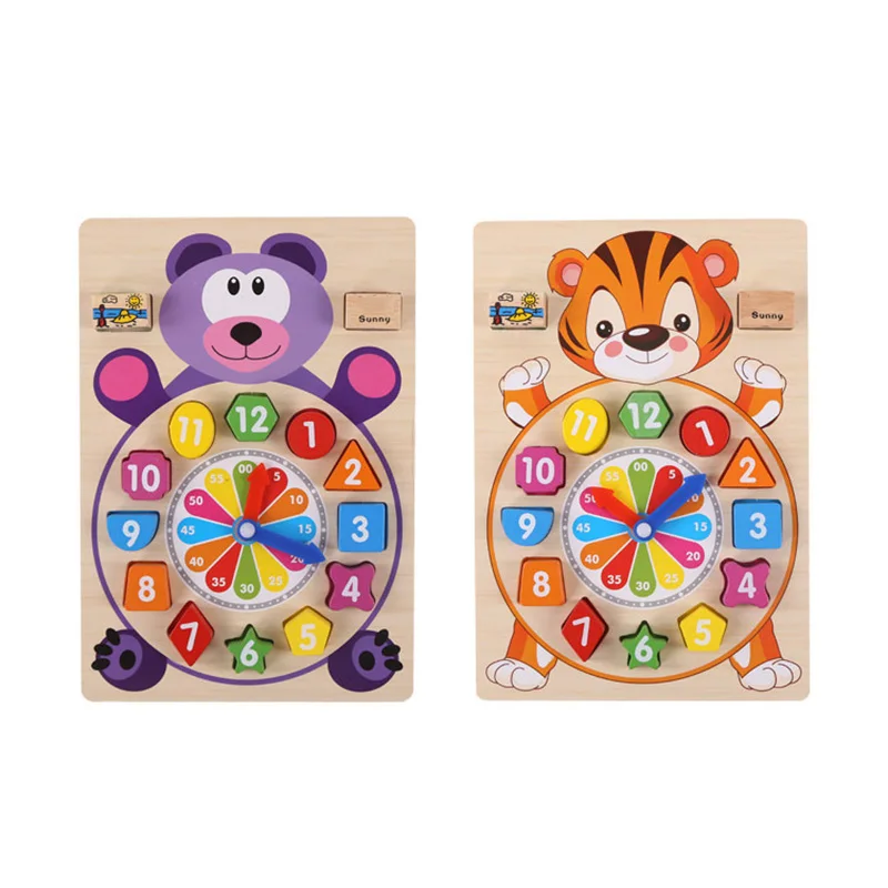 

Learning Number Teaching Time Shape Sorting Clock Wooden Clock Toy Counting Early Education Math For Kids Preschool Toddlers