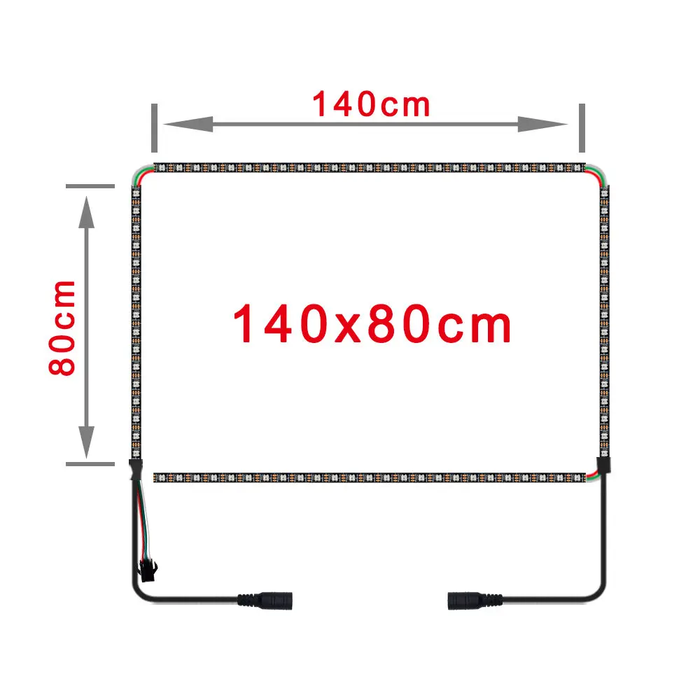 140cm x 80cm DIY Ambi светильник для устройства HDMI легко ТВ тыловая подсветка ws2812b ТВ динамический прокладки СИД светильник 4K HD ТВ монитор 40-80 дюймов ТВ - Испускаемый цвет: 140cm x 80cm