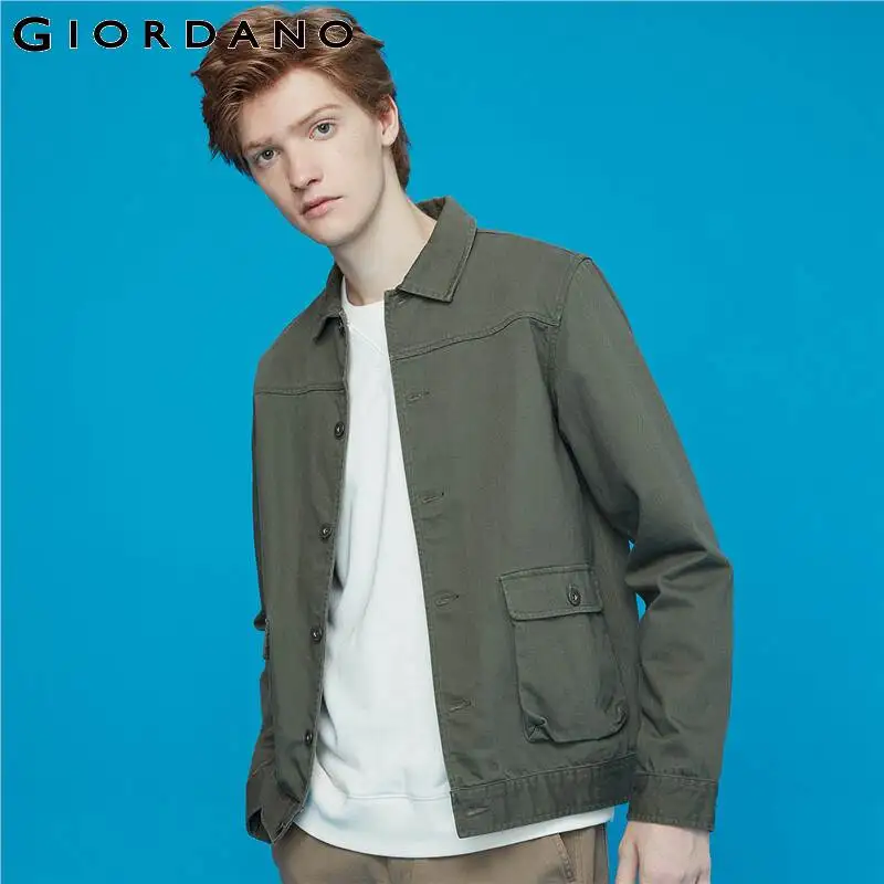 Giordano.мужской жакет на пуговицах из натурального хлопка,выполнен в двух цветовых решениях
