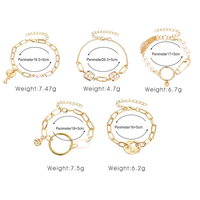 

Fashion Pearl Alloy Pendant Thick Chain Bracelet for Women Charm Imitation Pearl Heart Bracelet Bangle Party Jewelry