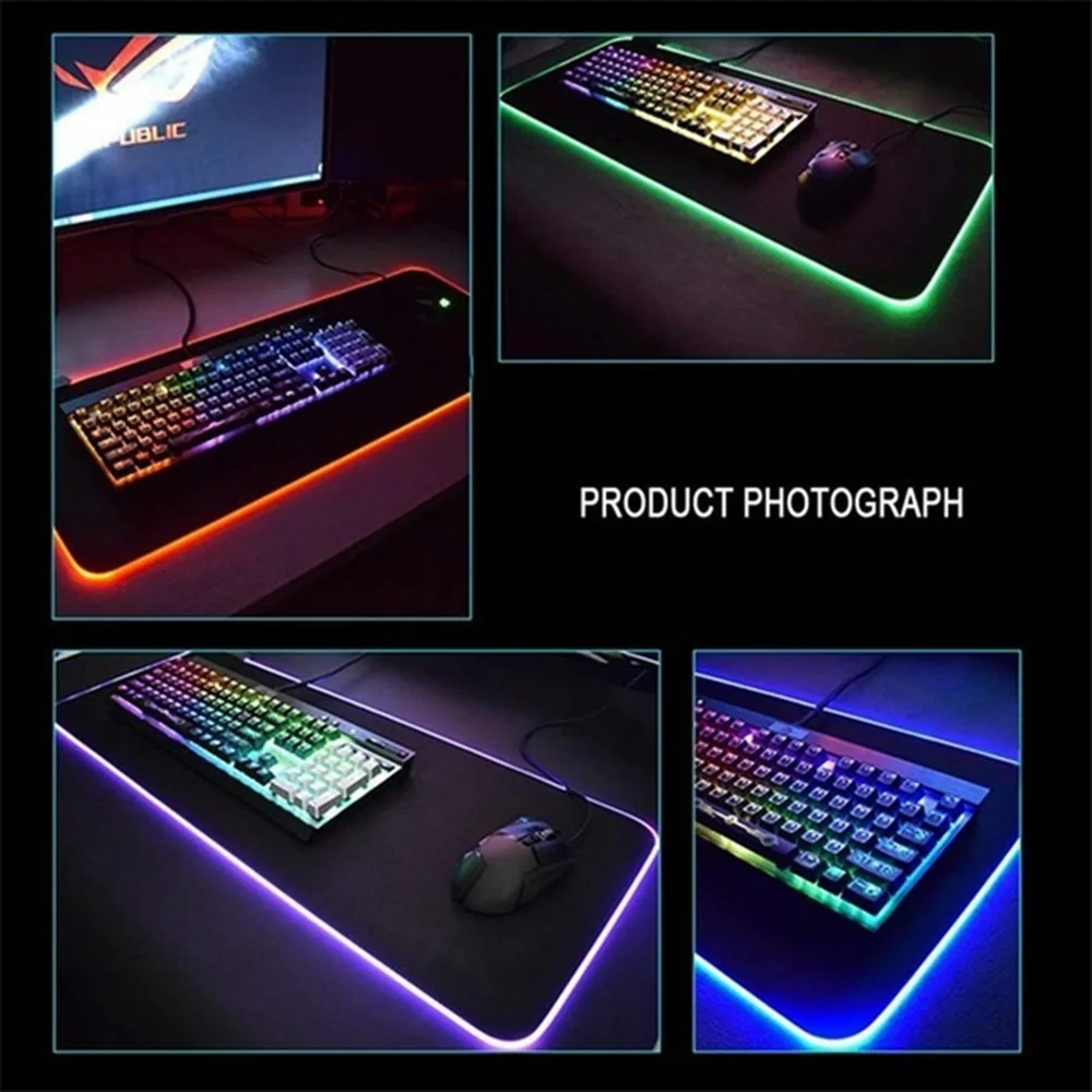 Светодиодный коврик для мыши игровой большой RGB компьютерный игровая клавиатура