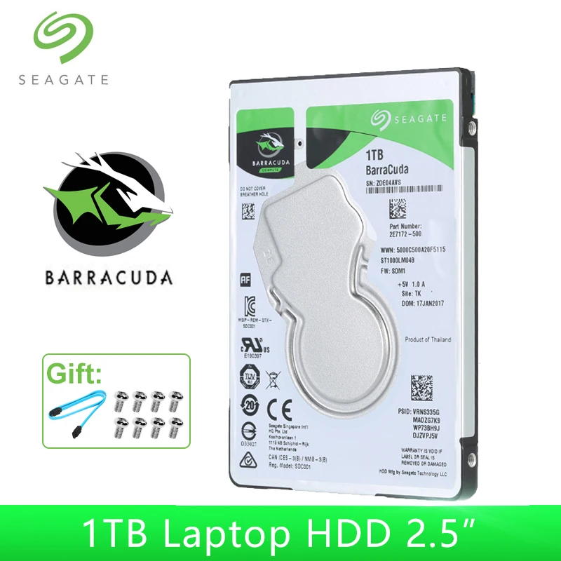Seagate BarraCuda ноутбук HDD 1 ТБ SATA 6 ГБ/сек. 2 5 &quot7 мм 128 МБ кэш 5400 об/мин внутренний жесткий
