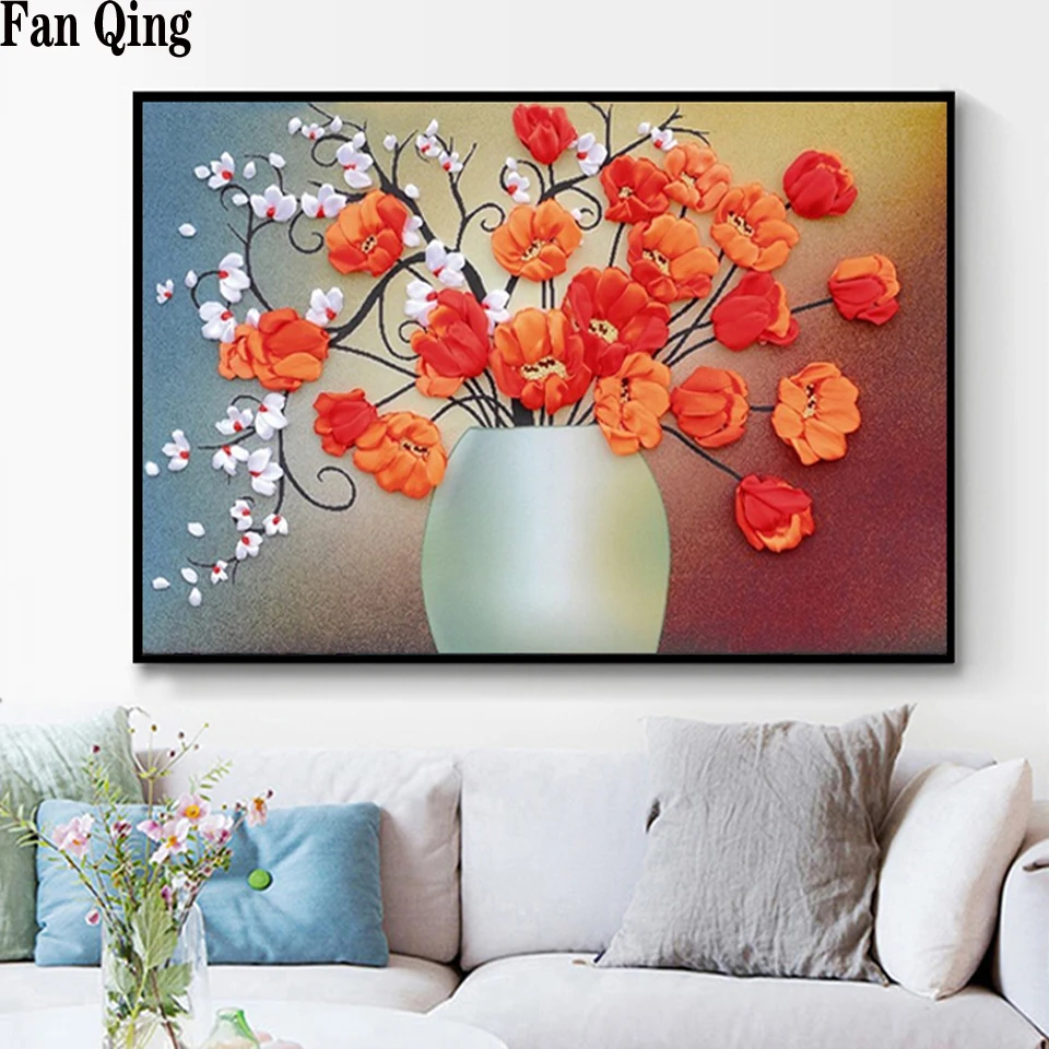 

5D полноразмерная алмазная живопись «сделай сам», круглые/квадратные алмазы, ваза с цветами, вышивка крестиком, алмазная вышивка, мозаика, ук...