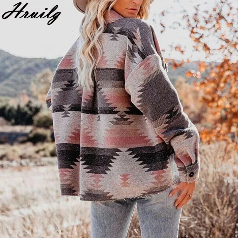 

Fashion Square Camouflage Jacket Long Sleeve Loose Slim Clothes Women Office Lady Turn-down Collar Pocket Chaqueta Mujer