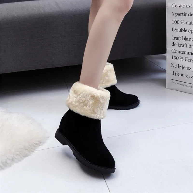 Зимние Теплые ботильоны 2019 удобные плюшевые ботинки женская замшевая обувь с