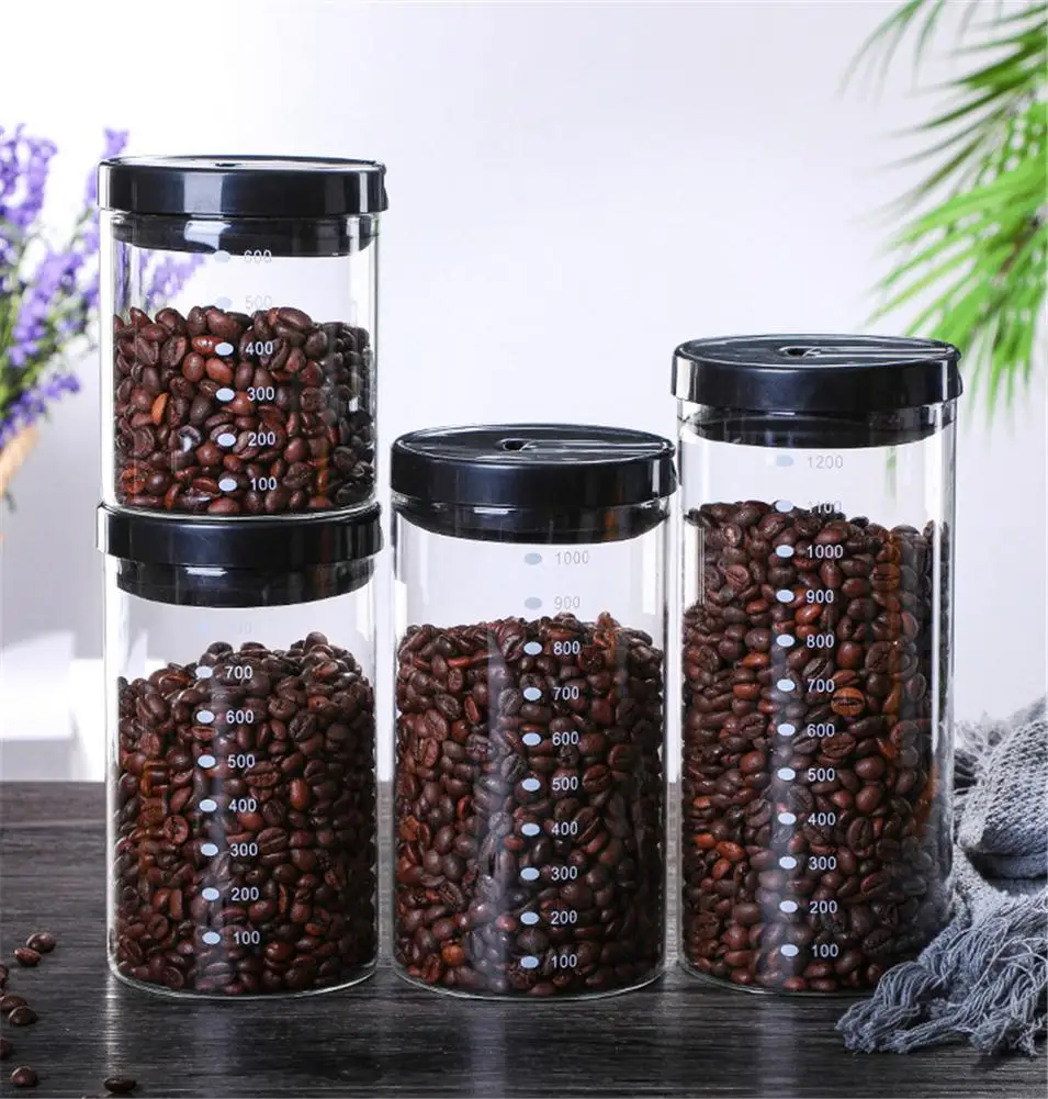 Банка для хранения еды стеклянная банка с герметичной бамбуковой крышкой чая