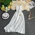 Женское винтажное пляжное платье Smlinan, Летнее белое платье на тонких бретелях без рукавов, с открытой спиной, элегантное Клубное платье для вечерние