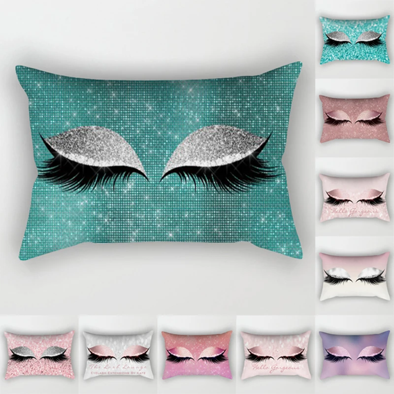 

Eyelashes Pillowcase Throw Pillows Lash Cushion Cover Geometric Sofa Cushion Eye Pillow Covers Waist Pillowcase Sofa Cushions